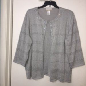 (NEW) Alfred Dunner - Silver Layered Cardigan Top - 3X